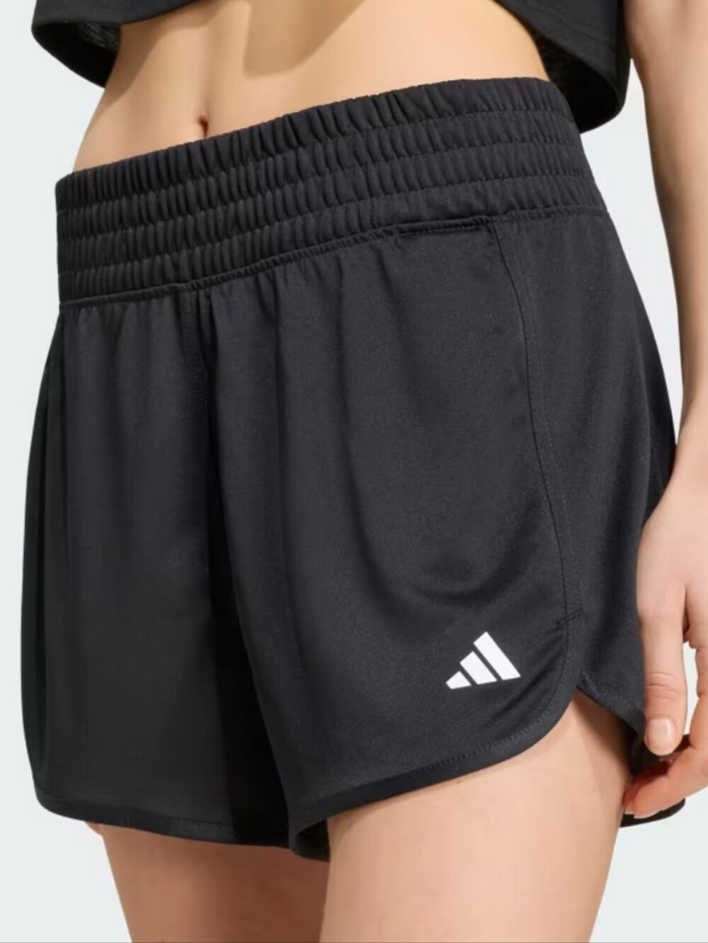 Adidas Pacer Essentials Knit High-Rise Shorts Black Large 5" - Picture 6 of 16